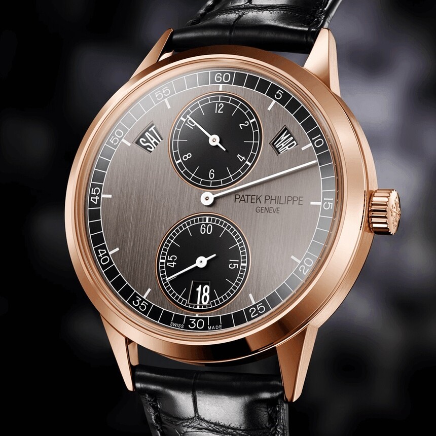 Krásný příklad regulátoru u Patek Philippe Annual Calendar.