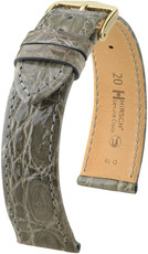 Szary skórzany pasek Hirsch Genuine Croco L 18920830-1 (skóra krokodyla) Hirsch selection