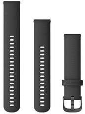 Pasek Garmin Quick Release 20mm, silikonowy, czarny, ciemna klamra (Venu, Venu Sq, Venu 2 plus aj.) + przedłużona część