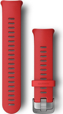 Pasek Garmin Forerunner 45, silikonowy, czerwony, szara klamra, wielkość L