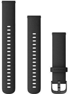 Pasek Garmin Quick Release 18mm, silikonowy, czarny, czarna klamra (Venu 2S, Vívoactive 4S, Vívomove 3S) + przedłużona część