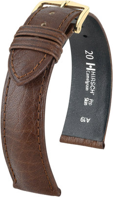 Brązowy skórzany pasek Hirsch Camelgrain L 01009015-1 (skóra cielęca)