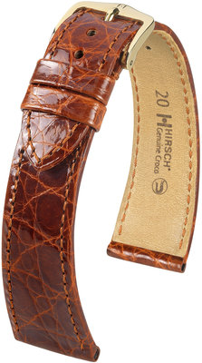 Brązowy skórzany pasek Hirsch Genuine Croco M 18900870-1 (skóra krokodyla)