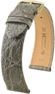 Szary skórzany pasek Hirsch Genuine Croco M 18900830-1 (skóra krokodyla) Hirsch selection