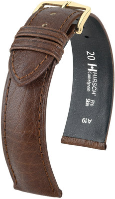 Ciemnobrązowy skórzany pasek Hirsch Camelgrain M 01009115-1 (skóra cielęca)