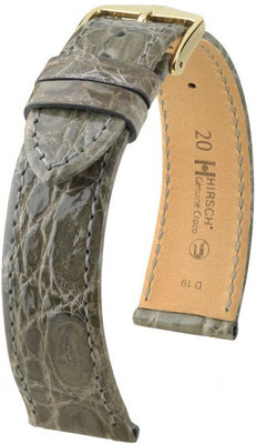 Szary skórzany pasek Hirsch Genuine Croco L 01808030-1 (skóra krokodyla) Hirsch Selection