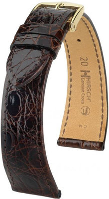 Ciemnobrązowy skórzany pasek Hirsch Genuine Croco L 01808010-1 (skóra krokodyla)