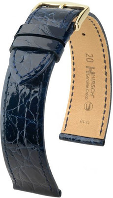 Ciemnoniebieski skórzany pasek Hirsch Genuine Croco M 01808180-1 (skóra krokodyla) Hirsch Selection 