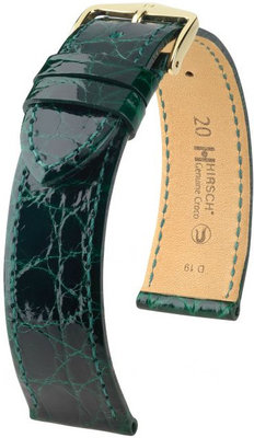 Zielony skórzany pasek Hirsch Genuine Croco L 01808040-1 (skóra krokodyla) Hirsch Selection