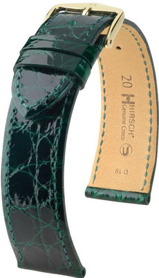 Zielony skórzany pasek Hirsch Genuine Croco M 01808140-1 (skóra krokodyla) Hirsch Selection