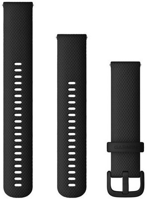 Pasek Garmin Quick Release 20mm, silikonowy, czarny, czarna klamra (Venu, Venu Sq, Venu 2 plus aj.) + przedłużona część