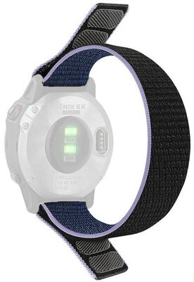 Pasek pleciony 26 mm, nylonowy, niebieski z fioletowym paskiem (Garmin Fenix 7/6/5 itp.)