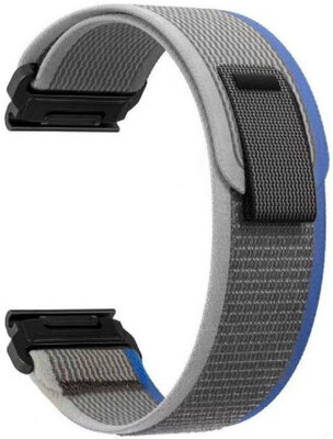 Pasek QuickFit 22 mm, nylonowy, niebiesko-szary, rzep (Garmin Fenix 7/6/5, Epix 2, MARQ 2 itp.)